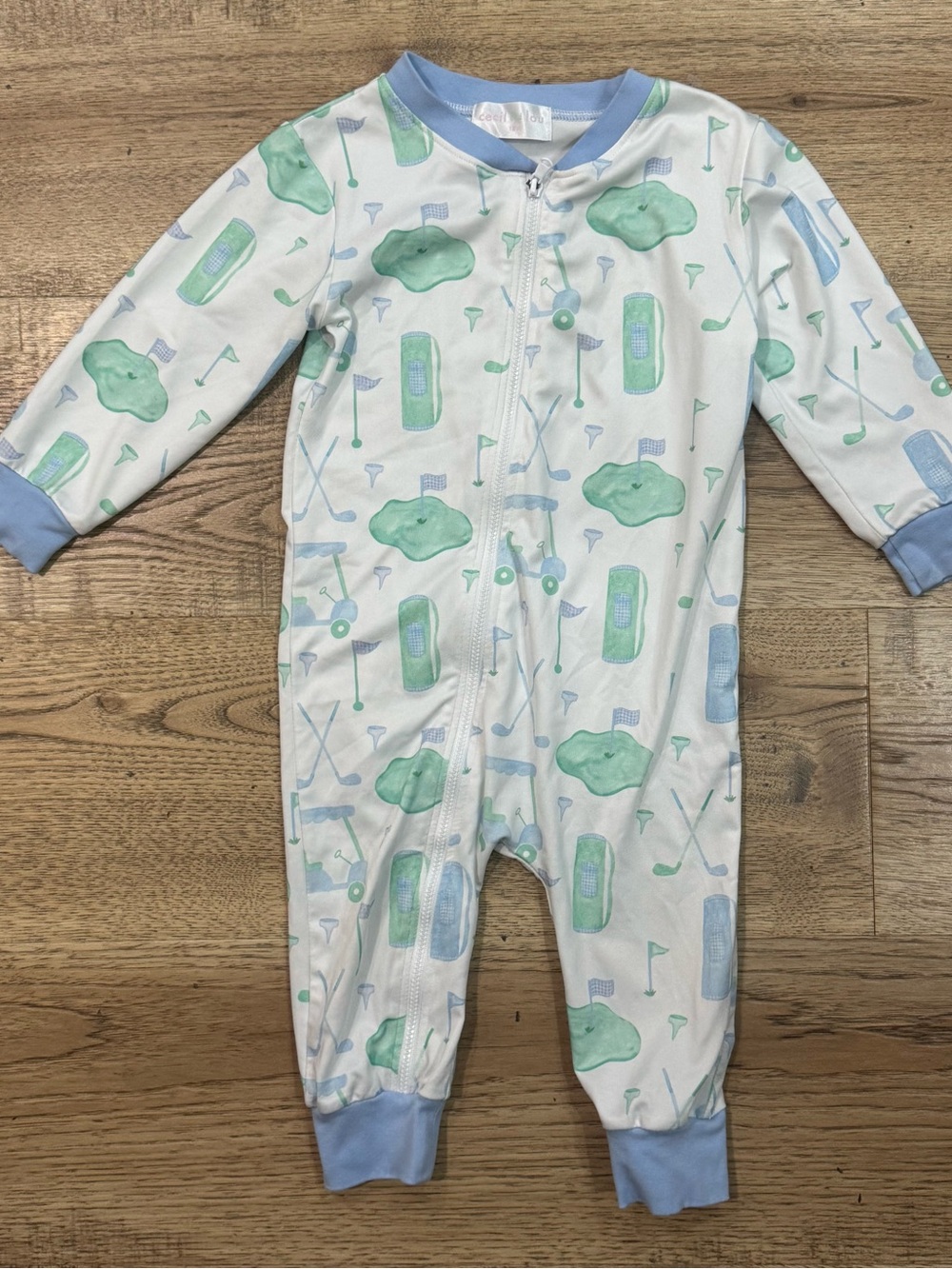 Cecil $ Lou Light Blue & White Golf-Print Baby One-Piece